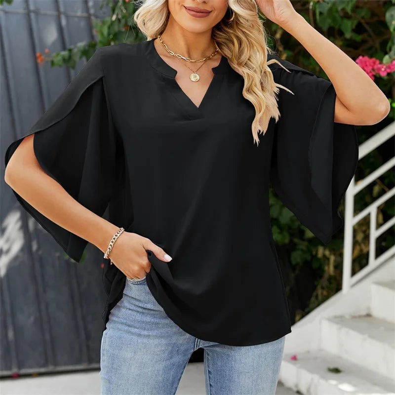 Women's Chiffon V-Neck Blouse
