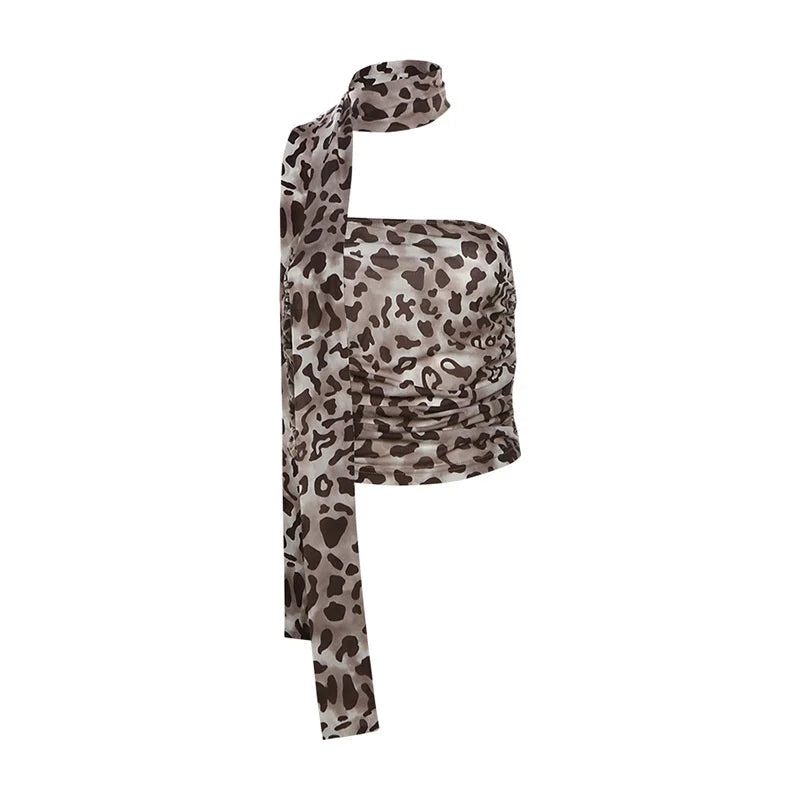 Women's Leopard Print Tulle Top